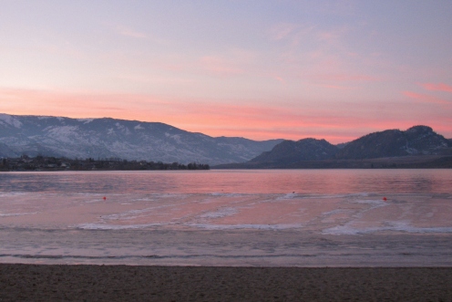 Sunset Over Icy Osoyoos Lake